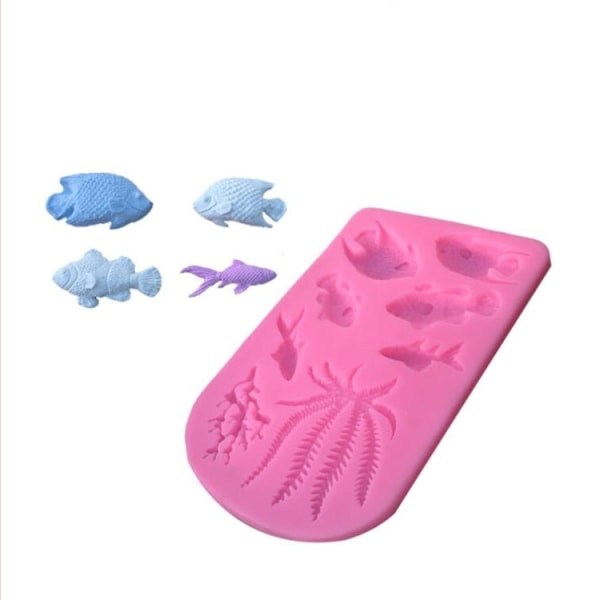 2 ST Fondant Choklad Torr Pes Fiskmodell Marine Animal Mould(Rosa 50-1138)