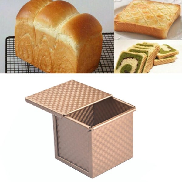 Fyrkantig Toast Box Non-Stick Water Cube Toast Form, Stil: 8765 11,8x11x10,3cm Ripple Gold