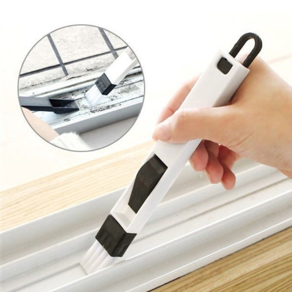 Multipurpose 2-i-1 löstagbar fönsterdörr spår spårhörn Tangentbordsöppning rengöringsborste med sopskyffel, slumpmässig färgleverans
