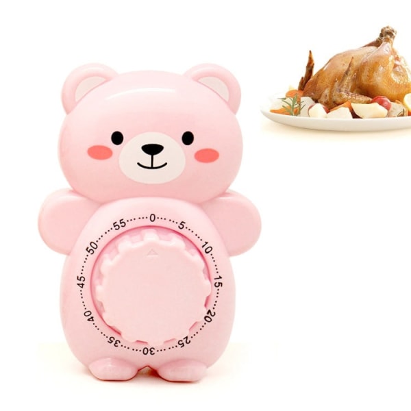 Tecknad björntimer Kökspryl mekanisk timer (rosa)