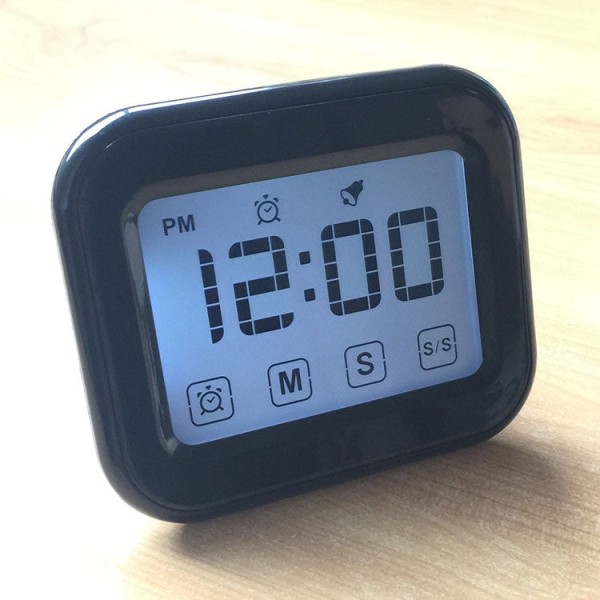Kökstimer Digital väckarklocka Stor LCD-pekskärm Kommer med nattljus för matlagning Bakning (svart)