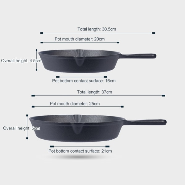 Gjutjärn, non-stick stekpanna kokgryta, arkstorlek: 20 cm