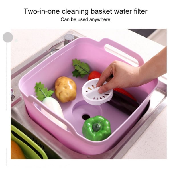 2 ST Multifunktionell mobil diskho Kök Plast Grönsakstvättkorg Frukt- och grönsaksförvaring avloppskorg (Vit)