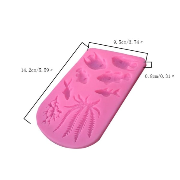 2 st Fondant Choklad Torr Pes Fisk Modell Marin Djur Silikonform (Rosa 50-1138)