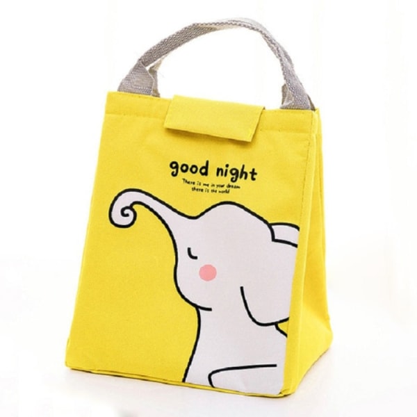 Söt Bärbar Djurkatt Dragkedja Canvas Lunch Thermal Bag (Lilla Elefant)