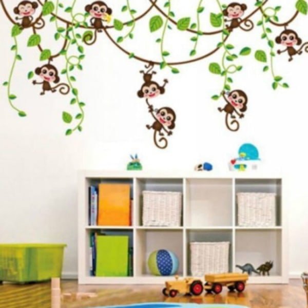 Avtagbara väggdekaler Väggmålning Jungle Nursery Monkey Heminredning