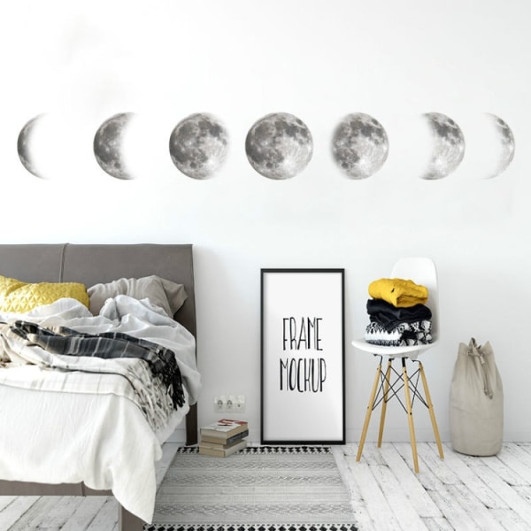 Bläckstråleväggklistermärken Moon Wallpaper Space Moon Wall Stickers Simple Crescent (silver)