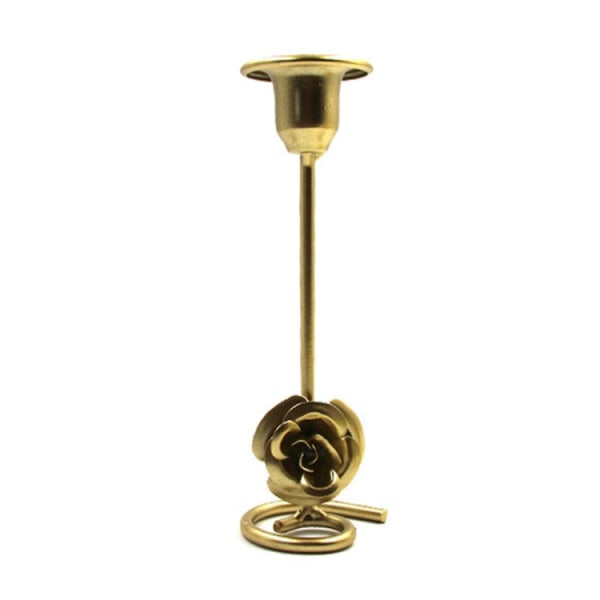 DH2304-01 Rose Carved Metal Ljushållare Bar Dekoration Candlelight Middagsljusstakar, Storlek: Medium Gold