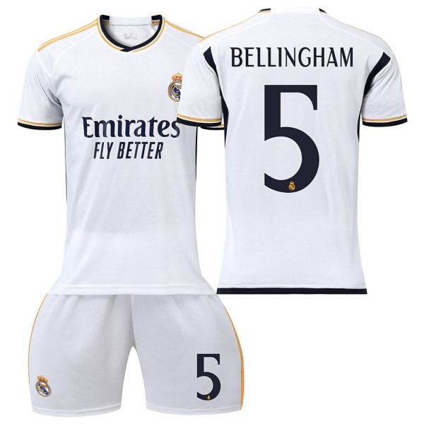Real Madrid Bellingham No.5 Jersey Set Training Shirt Kostym för barn Vuxna Säsong 23-24 White Size 16