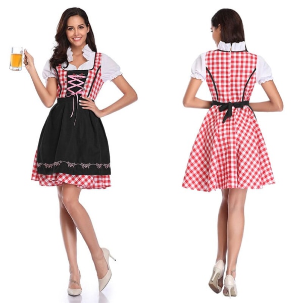 Oktoberfestklänning för kvinnor Traditionella tyska Dirndl-kostymer för bayersk Oktoberfest Carnival Halloween Black S