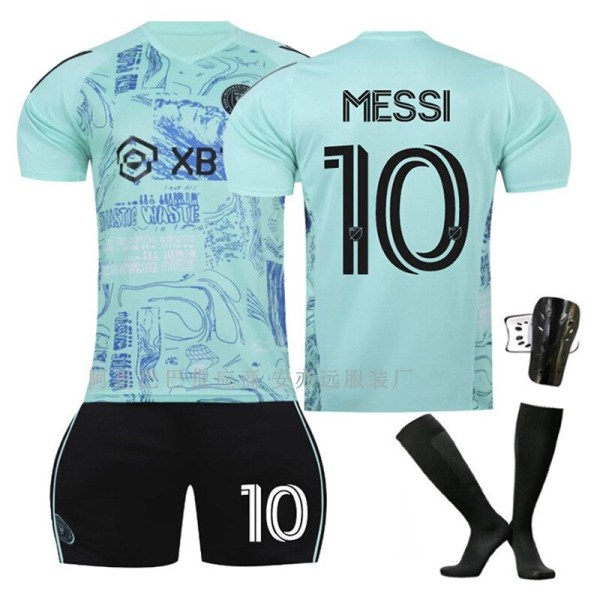 Messi Jersey Set Inter Miami No.10 Träningströja Kostym för barn Pojkar Vuxna Herr Säsong 2023-24 Green Set B Size 24