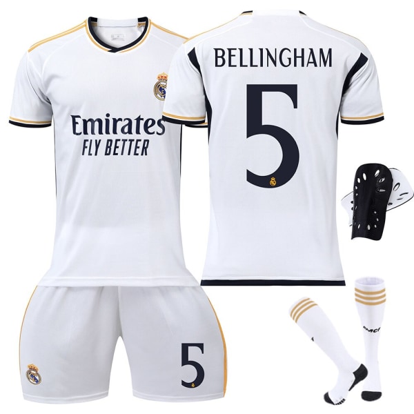 Real Madrid Bellingham No.5 Jersey Set Training Shirt Kostym för barn Vuxna Säsong 23-24 White Set B S