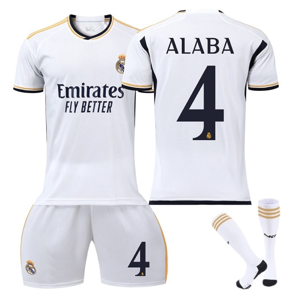 Real Madrid Alaba No.4 Jersey Set Training Shirt Kostym för barn Vuxna Säsong 23-24 White Set A XS
