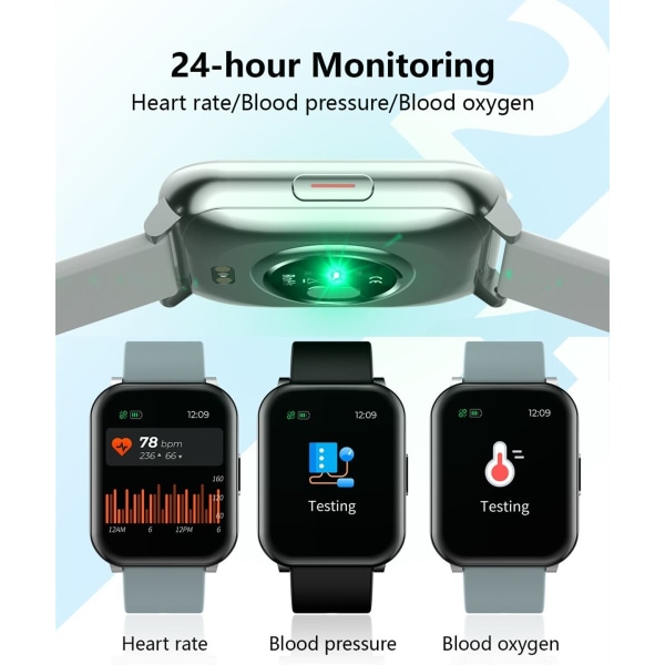 Smart Watch KU2 Puls / Blodtryck / Blodsyre , IP67 Vattentät