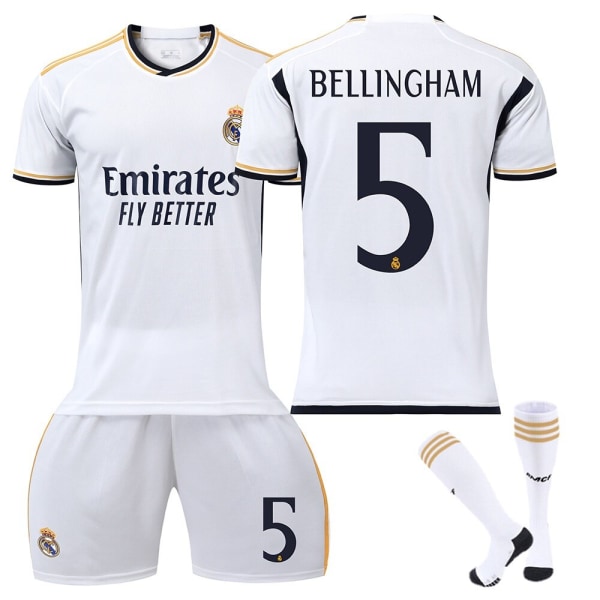 Real Madrid Bellingham No.5 Jersey Set Training Shirt Kostym för barn Vuxna Säsong 23-24 White Set A Size 20