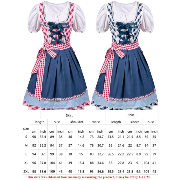 Kvinnors Oktoberfest Kostymer Traditionell tysk Dirndl Klänning Kostym Med Förkläde Outfits Uniform Style F M