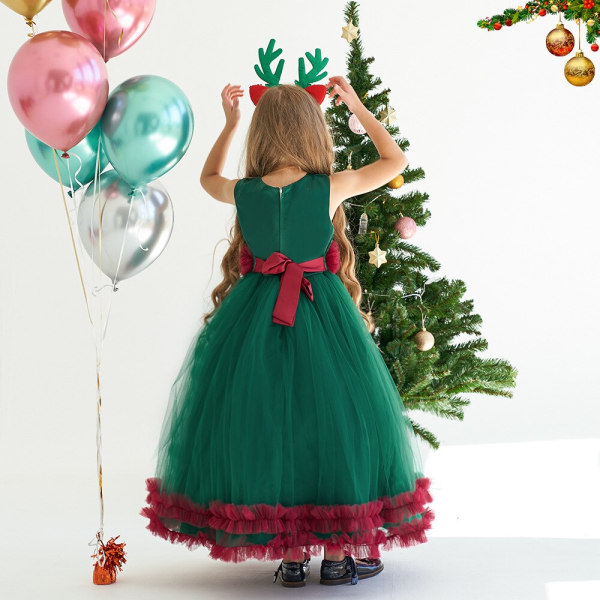 Julkostymer Julfestklänning för flickor och kvinnor Dark Green Size 150