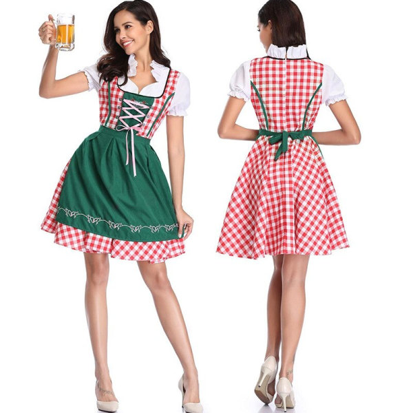 Oktoberfestklänning för kvinnor Traditionella tyska Dirndl-kostymer för bayersk Oktoberfest Carnival Halloween Dark Green S