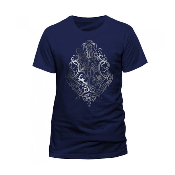 Harry Potter - Silver Foil Crest T-Skjorter Blue XL