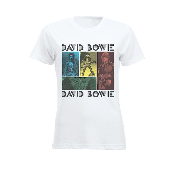 David Bowie Mick Rock College (lady) T-Skjorter. Kvinner White L