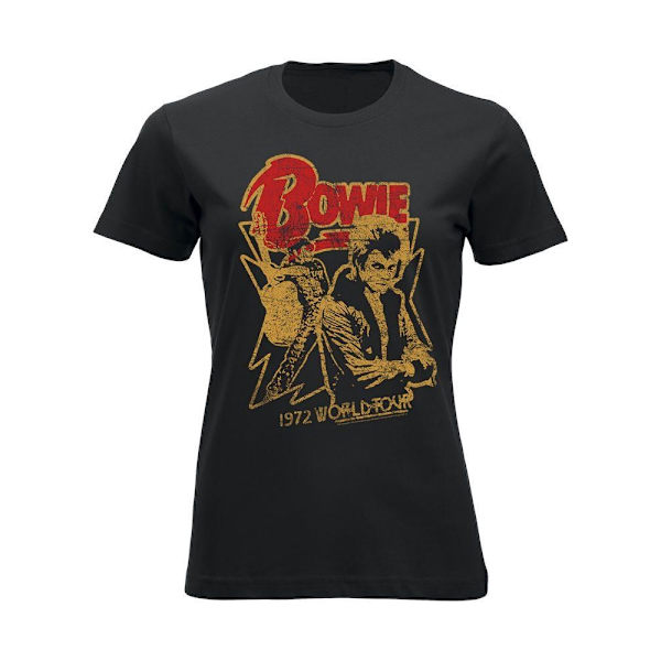 David Bowie 1972 Tour (lady) T-Shirt, Kvinder Black XL