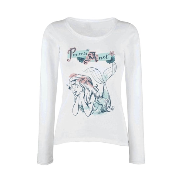 Disney Princess Ariel Pastel Wash Longsleeve (Girls)  T-Shirt, K White XL