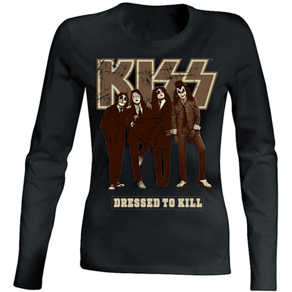 Kiss -  Dressed to Kill Naisten Pitkähihainen T-Paita Black L