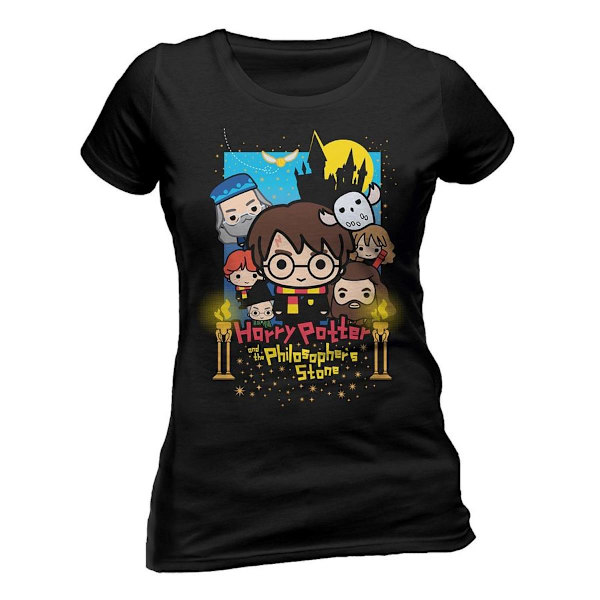 Harry Potter - Cute Poster Art Fotl Fitted  T-Shirt, Kvinnor Black S