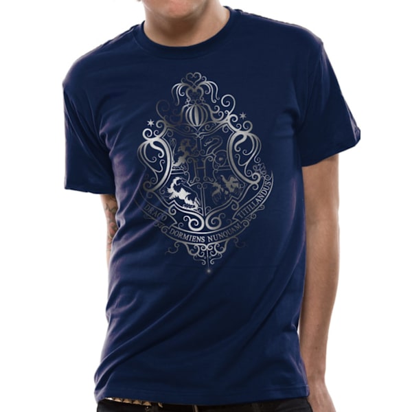 Harry Potter - Silver Foil Crest T-Skjorter Blue M