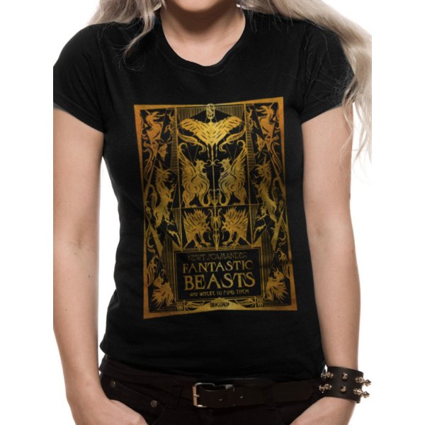 Crimes Of Grindelwald - Gold Foil Book Cover  T-Shirt, Kvinnor Black L