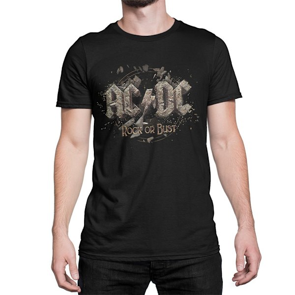 Ac/Dc Rock Or Bust  Mens T-Shirt Black L