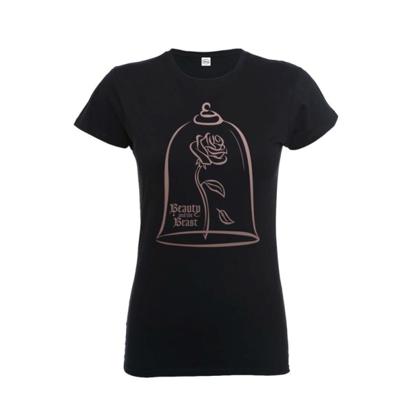 Disney Beauty & The Beast Rose Gold  T-Shirt, Kvinnor Black M