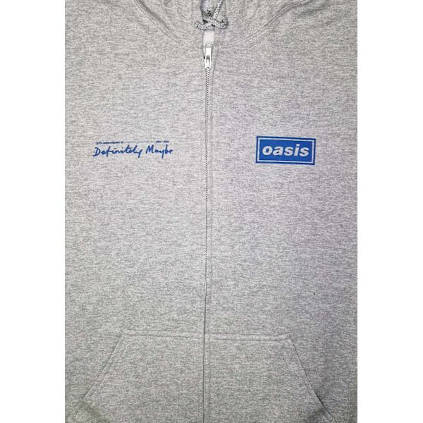 Oasis- Definitely Maybe Tracklistning Zip-up  Hoodie Grey M