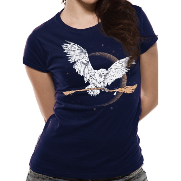 Harry Potter - Hedwig Broom  T-Shirt Blue XL