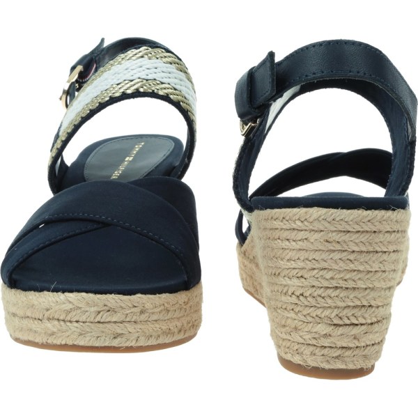 Sandaler Tommy Hilfiger Golden Webbing Mid Wedge Sort 39