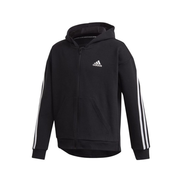 Sweatshirts Adidas 3STRIPES FZ HD JR Svarta 105 - 110 cm/4 - 5 år