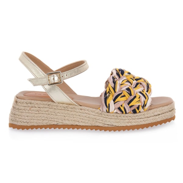 Sandaler Frau Fancy Rafia Tricolor Guld 38