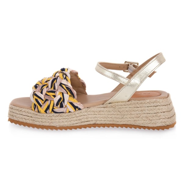 Sandaler Frau Fancy Rafia Tricolor Guld 37