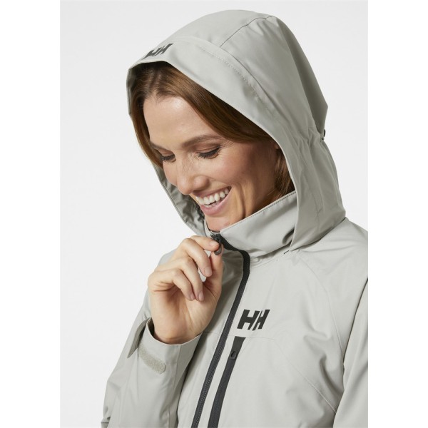 Jackor Helly Hansen W Hp Racing Lifaloft Hood Jkt Gråa,Vit 170 - 174 cm/L