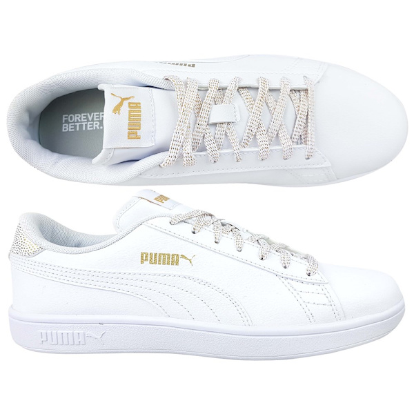 Lågskor Puma Smash V2 Metallics JR Vit 35.5