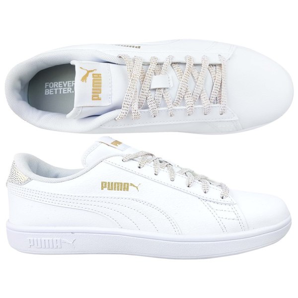 Puolikengät Puma Smash V2 Metallics JR Valkoiset 35.5