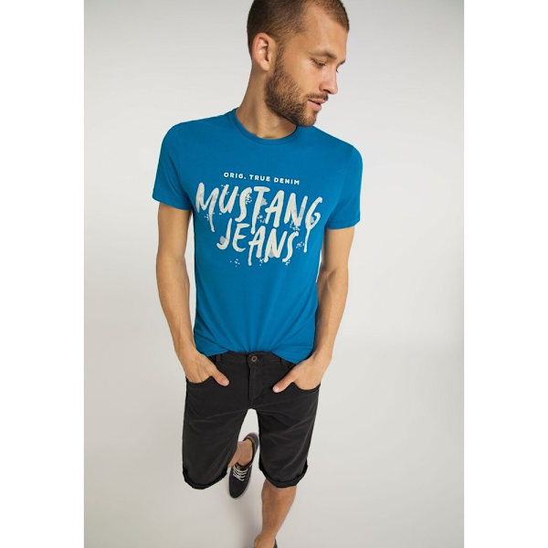 Shirts Mustang Aaron C Print Blå 164 - 169 cm/S