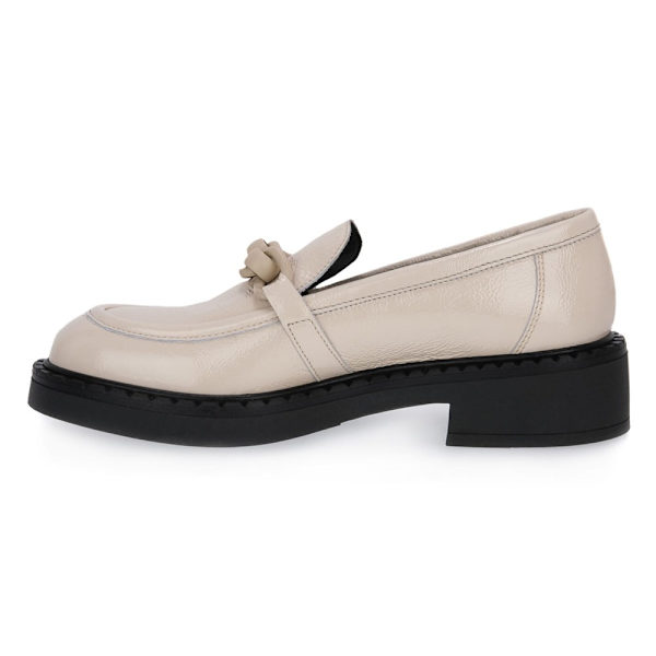 Mokkasiner Frau Naplack Conchiglia Creme 37