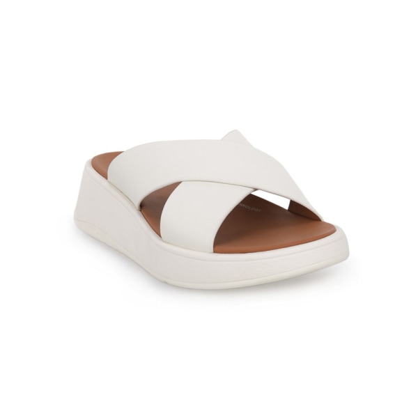 Tofflor fitflop F Mode Leather Platform Cross Krämiga 40