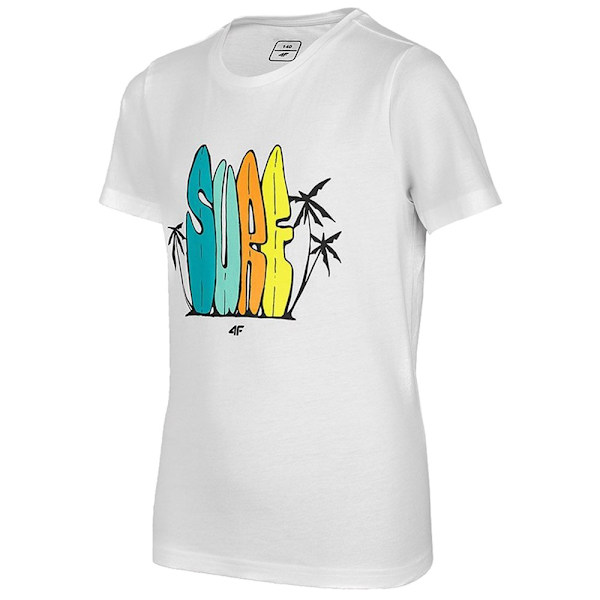 T-shirts 4F HJL22 JTSM009 Hvid 146 - 151 cm