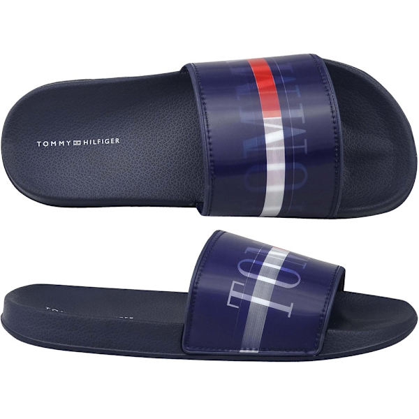 Tøffel Tommy Hilfiger Holographic Pool Slide Rød,Hvid,Flåde 40