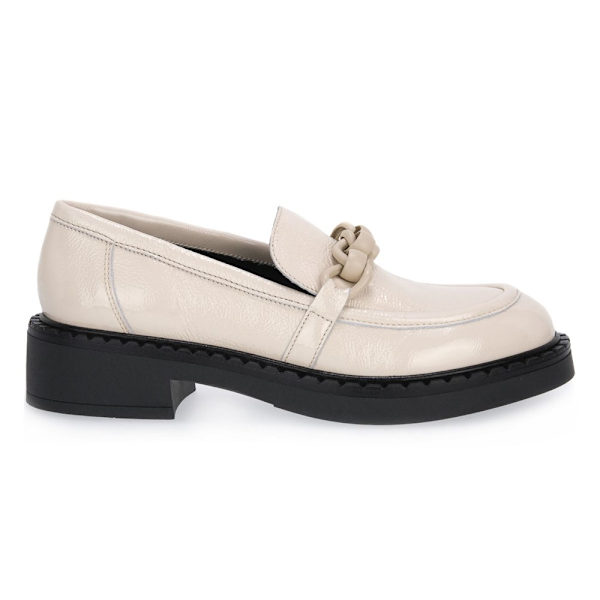 Mokkasiner Frau Naplack Conchiglia Creme 37