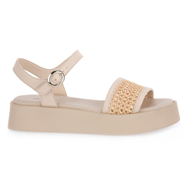 Sandaler Frau Rafia Macrame Ecru Creme 37