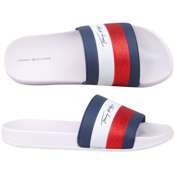 Tofflor Tommy Hilfiger Smile Print Pool Slide Röda,Vit,Grenade 40