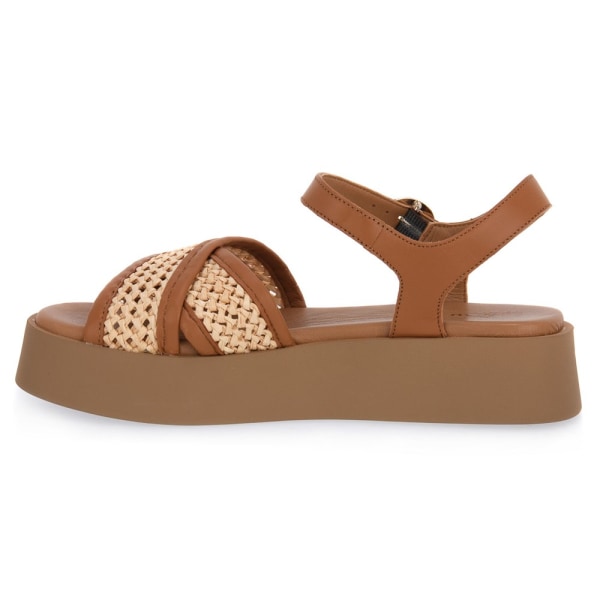 Sandaler Frau Rafia Macrame Ecru Brun 38